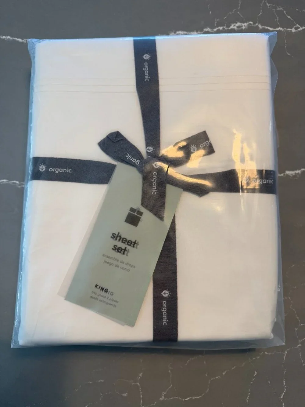 West Elm Organic White Percale Cotton King Sheet Set - New!